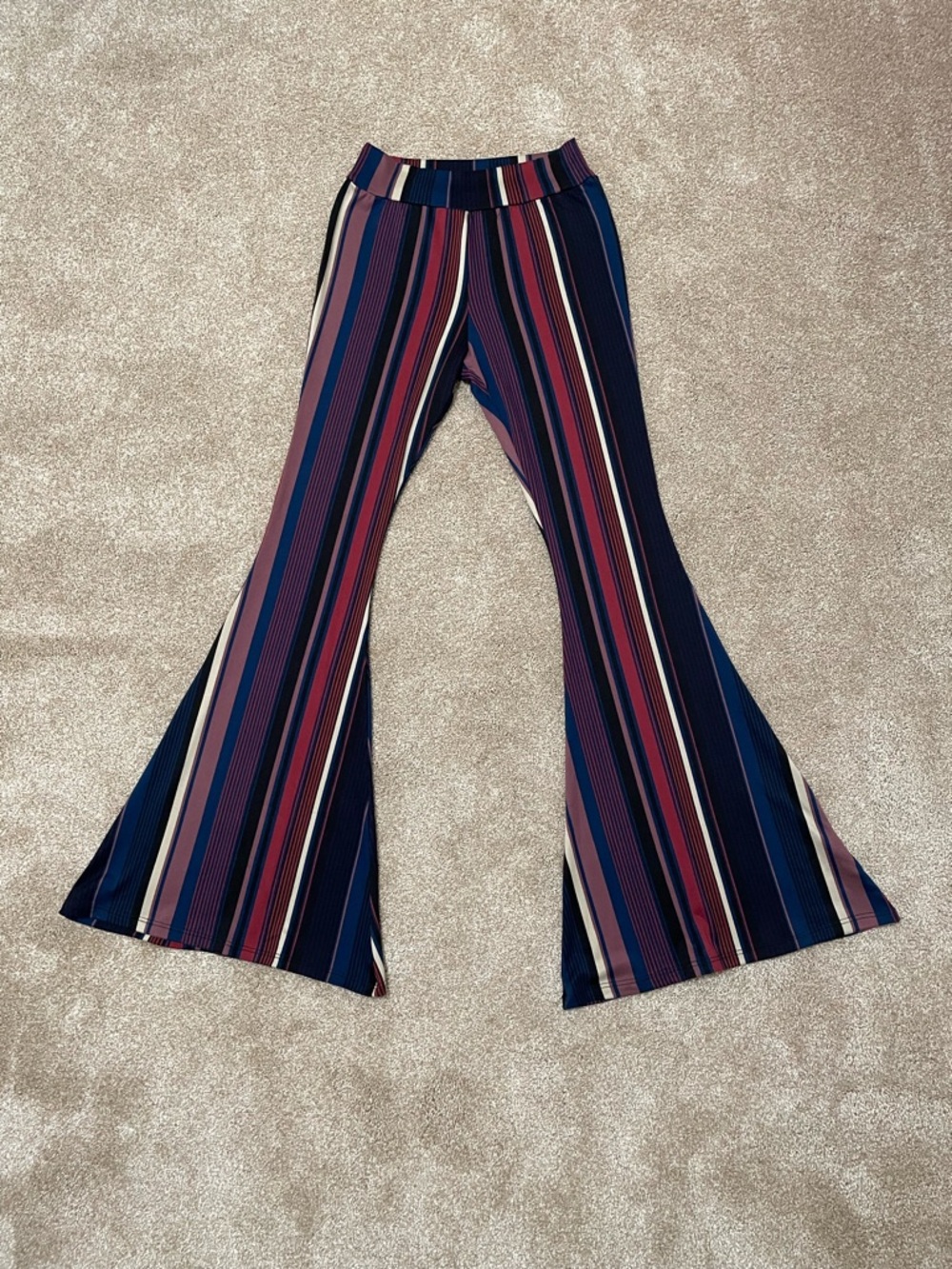 Got Style USA Striped Bell Bottom Soft Stretchy Pants Retro 70s Hippie Festival